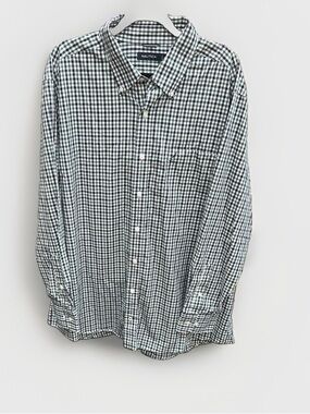 Nautica Mens 2XL Gingham Plaid‎ Button Down Shirt Green Navy Blue Long Sleeve